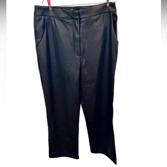 ASOS Faux Leather Tall Straight Wide Leg Pants Black Size 12 - Picture 1 of 8